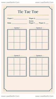 4 Game Tic Tac Toe Printable PDF – Score Sheet for Kids & Classroom Fun Design Template